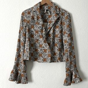 TopShop Leopard Print Crop Blazer Size US 8 UK 12 EUR 40